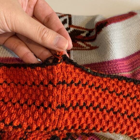 BCBGMaxazria Cardigan Womens L Large Aztec Open Front Draped Crochet Sweater - Picture 12 of 14